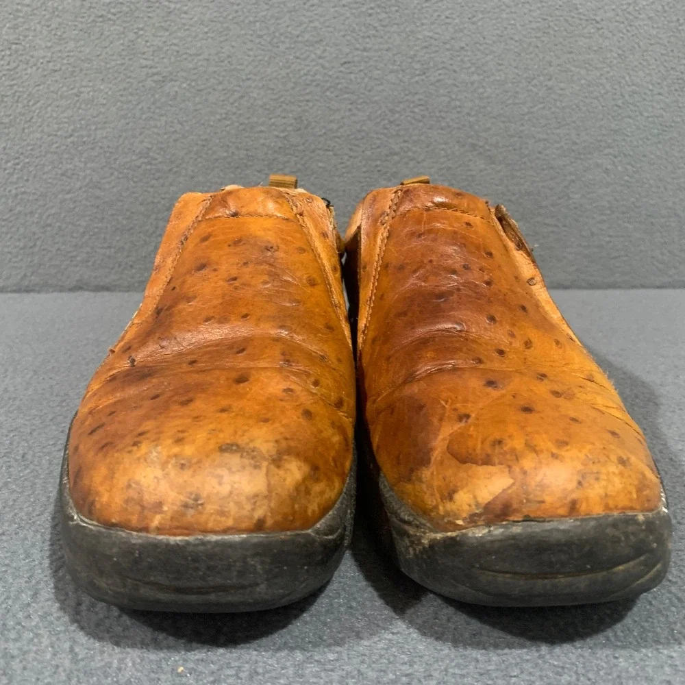Roper Performance Mens Size 8.5 Ostrich Print Leather Slip On Loafer Shoes‎
